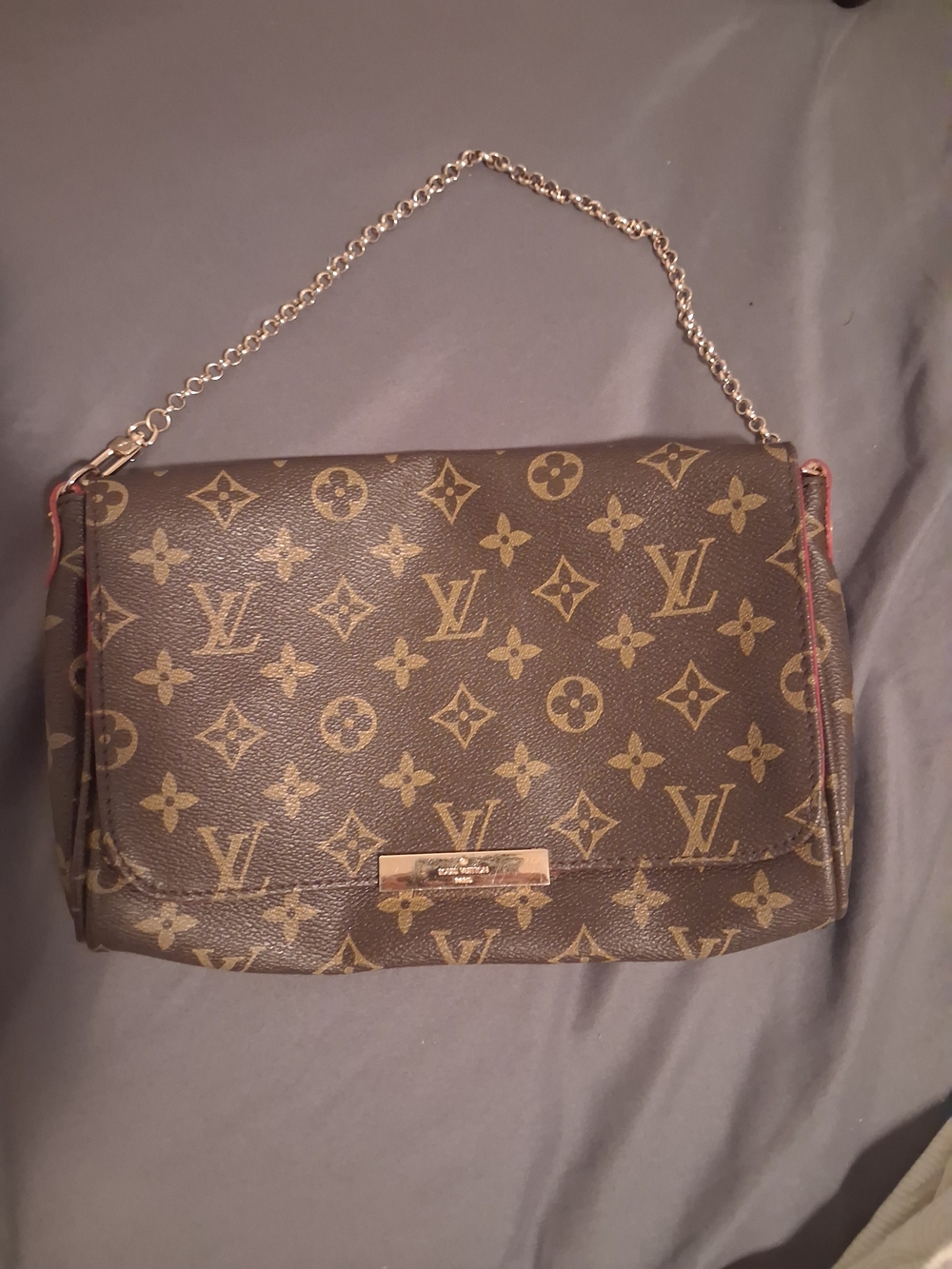 Louis Vuitton Monogram Shoulder Bag in Brown and Gold Chain